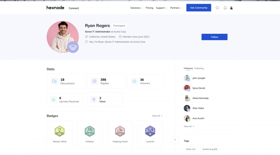 How a profile looks on the new Hexnode connect
