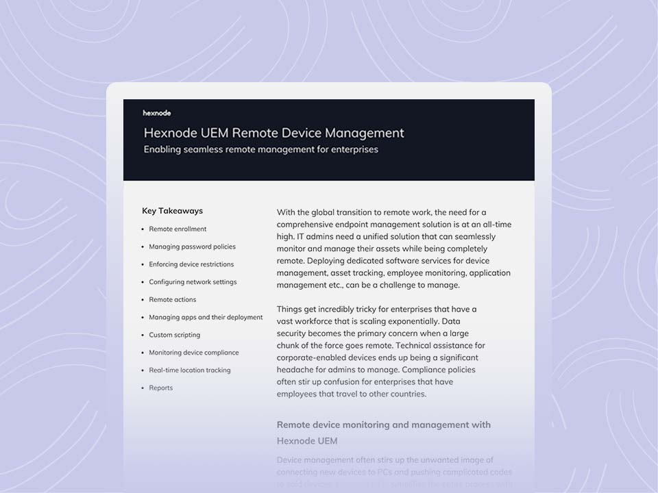 Hexnode UEM Remote Device Management Datasheet