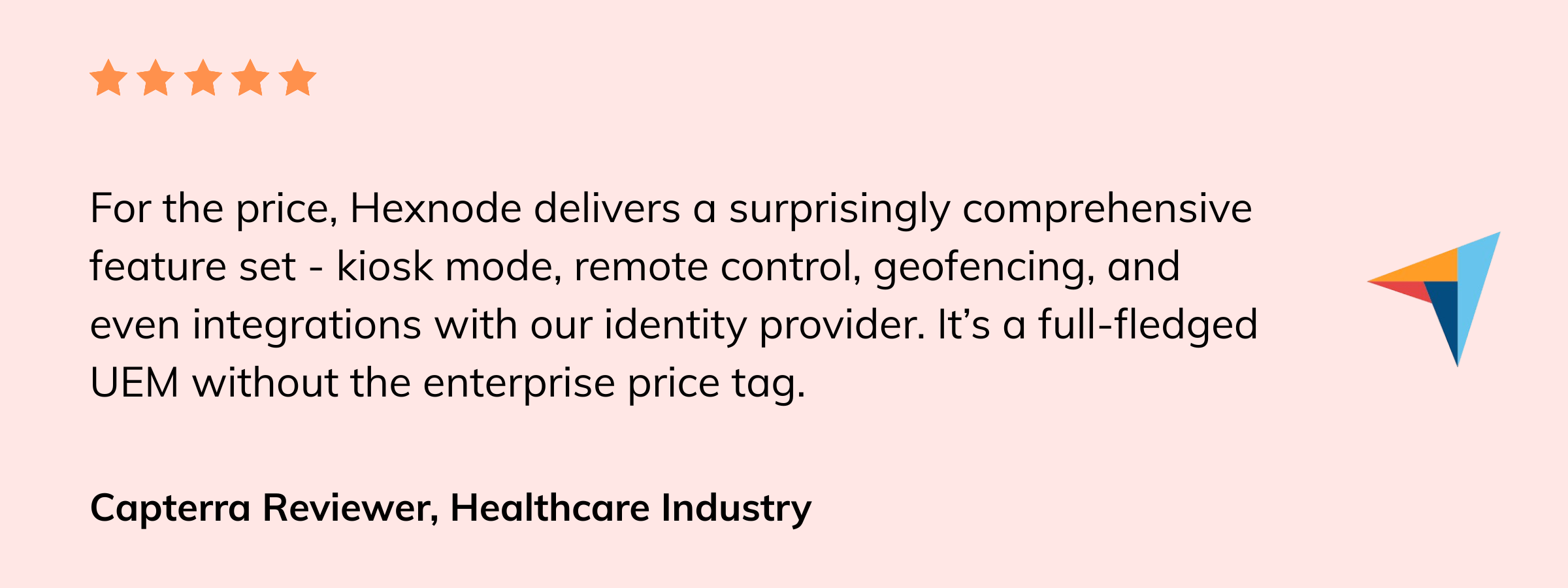 Hexnode user review - Capterra - Hexnode vs Miradore