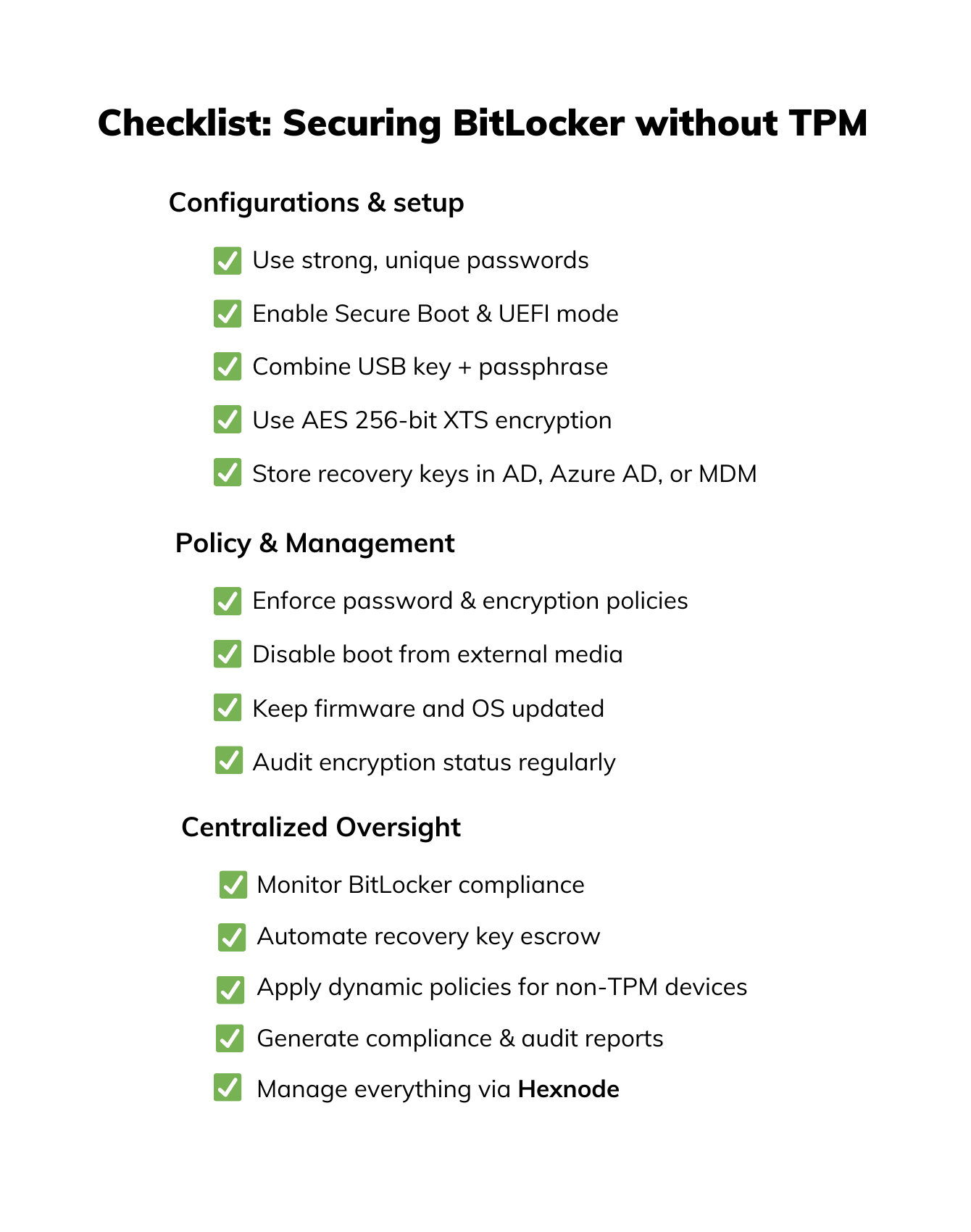 Checklist Securing BitLocker without TPM