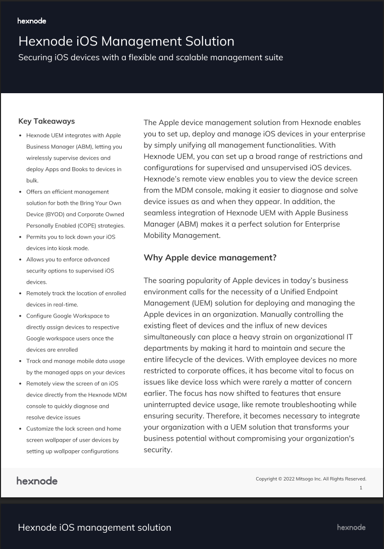 Hexnode iOS Management Solution