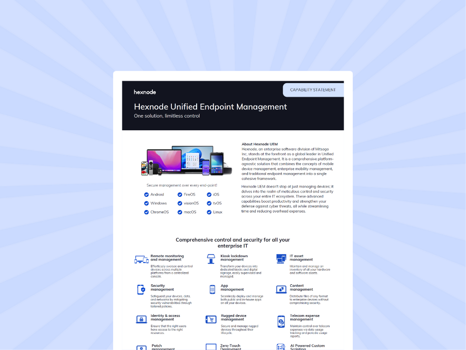 hexnode uem features