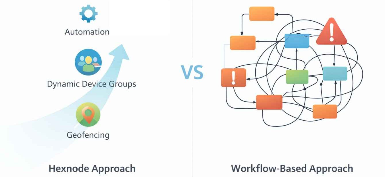 Hexnode automation vs. workflow-based approach