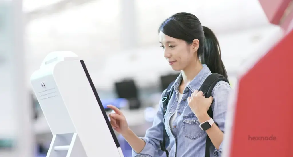 Image of a person using Fire device in kiosk mode
