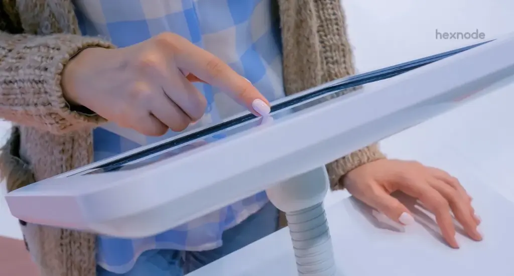 Image of a person using a device locked in kiosk mode