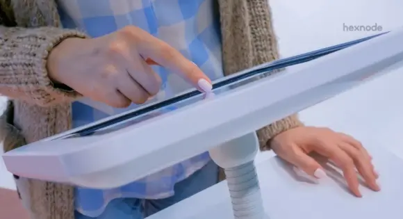 Image of a person using a device locked in kiosk mode