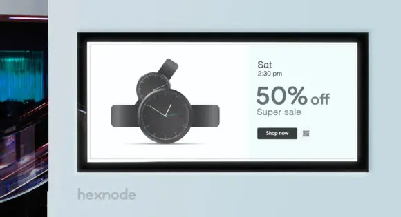 Image of a device locked in digital signage mode for advertisement