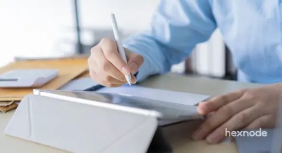 Image of a person using ipad in kiosk mode