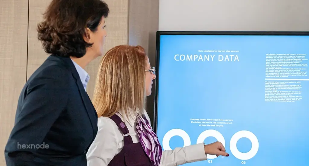 Image of people using an Android TV locked in single app mode.