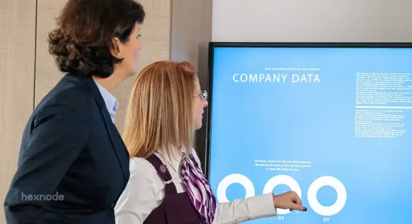 Image of people using an Android TV locked in single app mode.