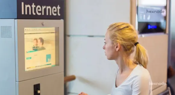 Image of a person using a device locked in kiosk mode