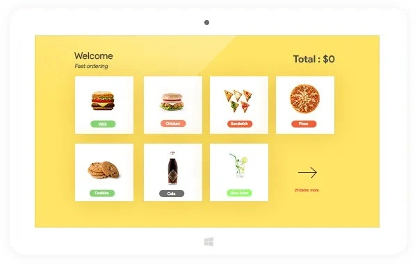 Website kiosk for ordering