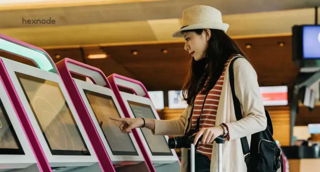 Image of a person using the device locked in Windows kiosk mode