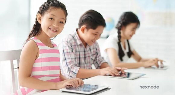 Image of children using iOS devices locked in different kiosk modes