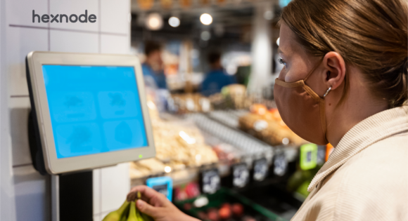 Image of a person using a device locked in kiosk mode.