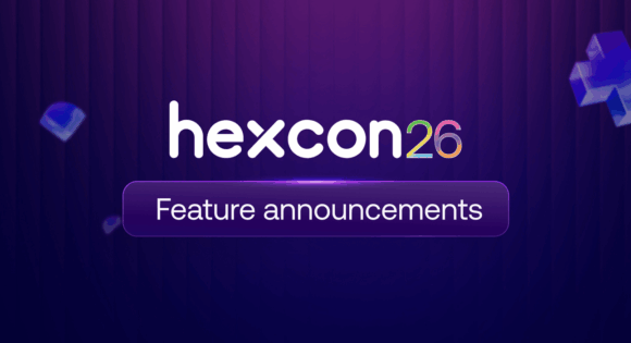HexCon26 logo with "Feature announcements" banner on a purple background