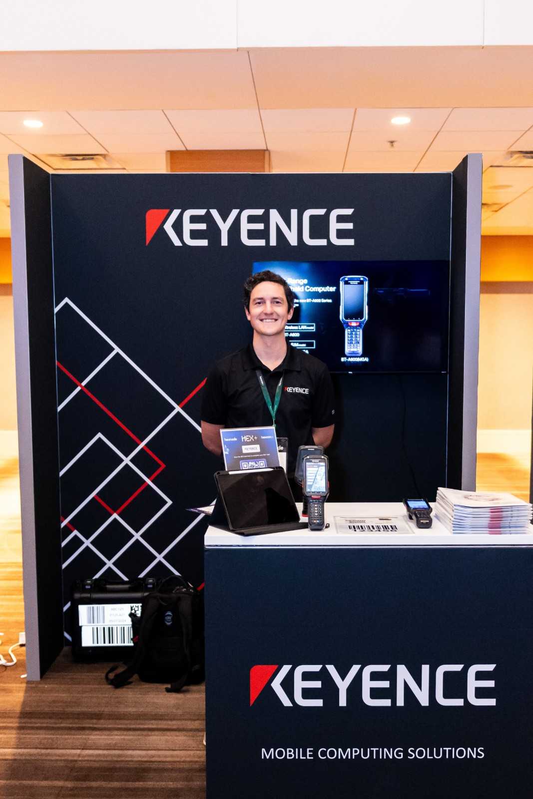 Keyence mobile computing solutions booth at HexCon26, featuring the BT-A600 handheld computer