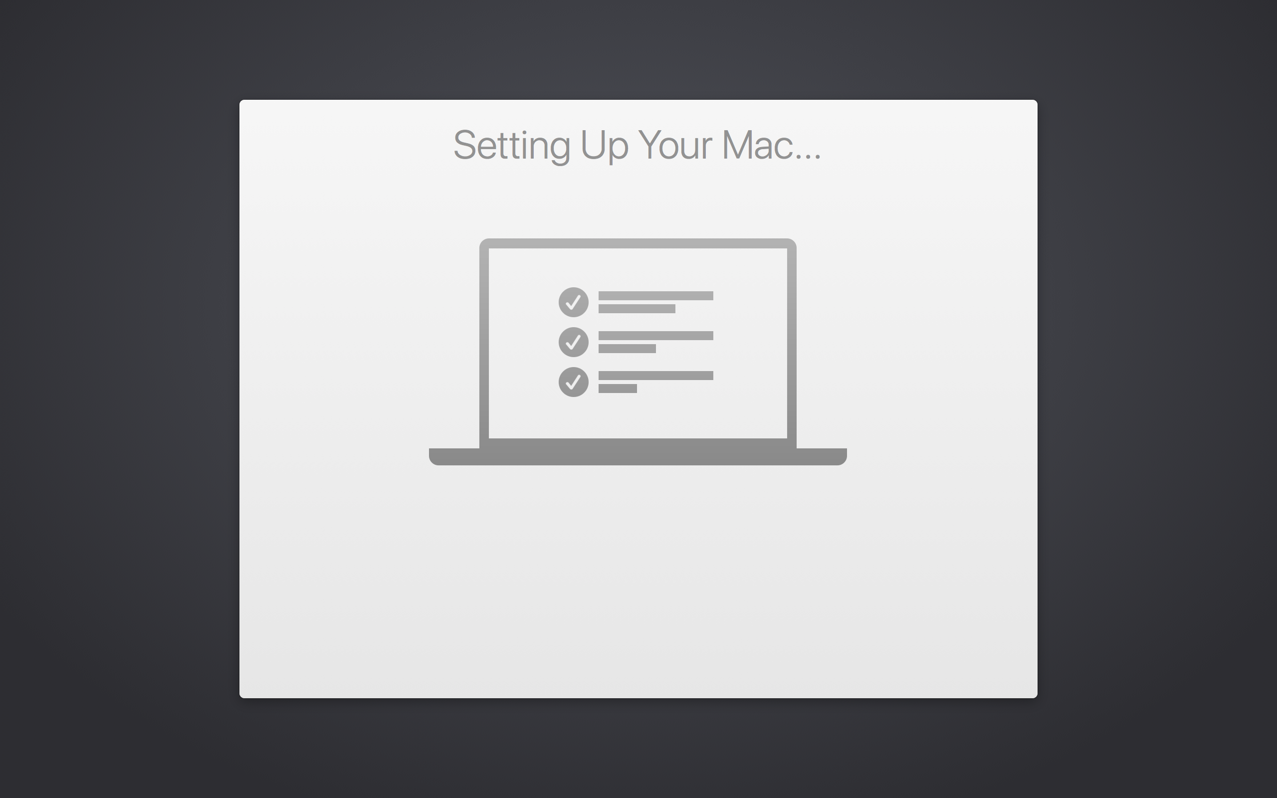 Setup Screen of Mac