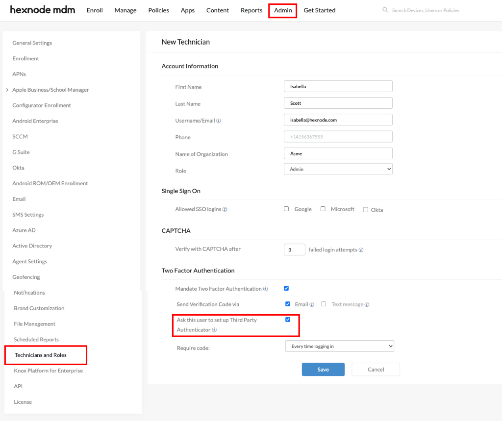 Mandating 2FA for other technicians