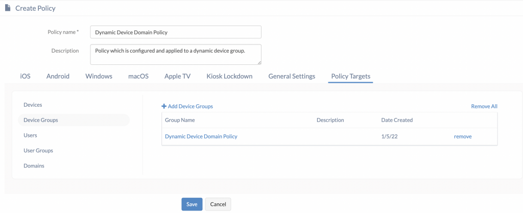 Dynamic Device Group Policy