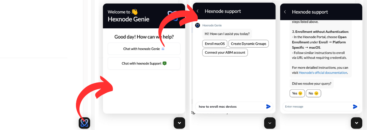 Hexnode AI chat assistant