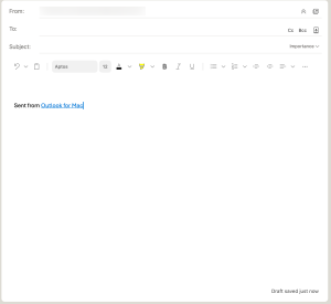 Default Outlook signature in emails.