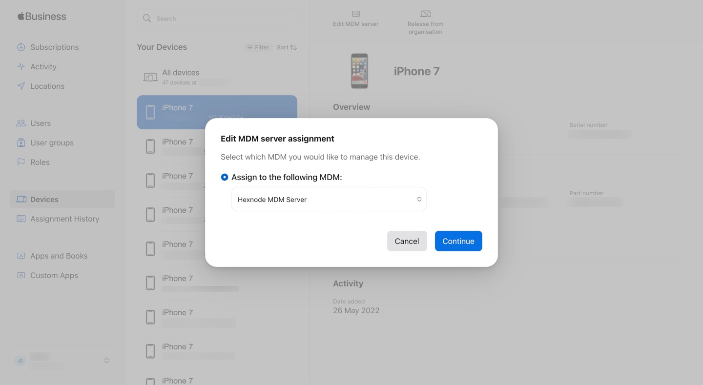 Assign Apple devices in ABM to MDM server