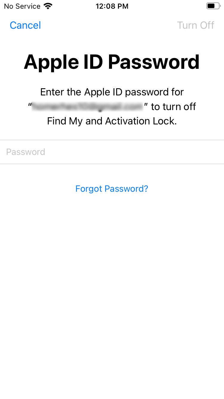 Enter Apple ID password to erase all content and settings on iPhone 