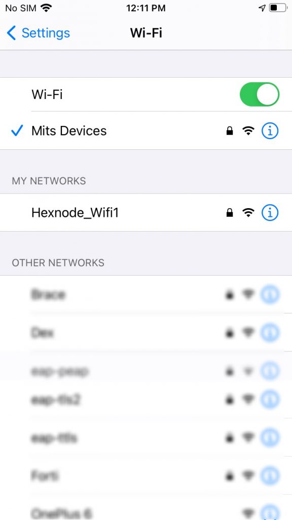 Saved wifi networks appear under My Networks