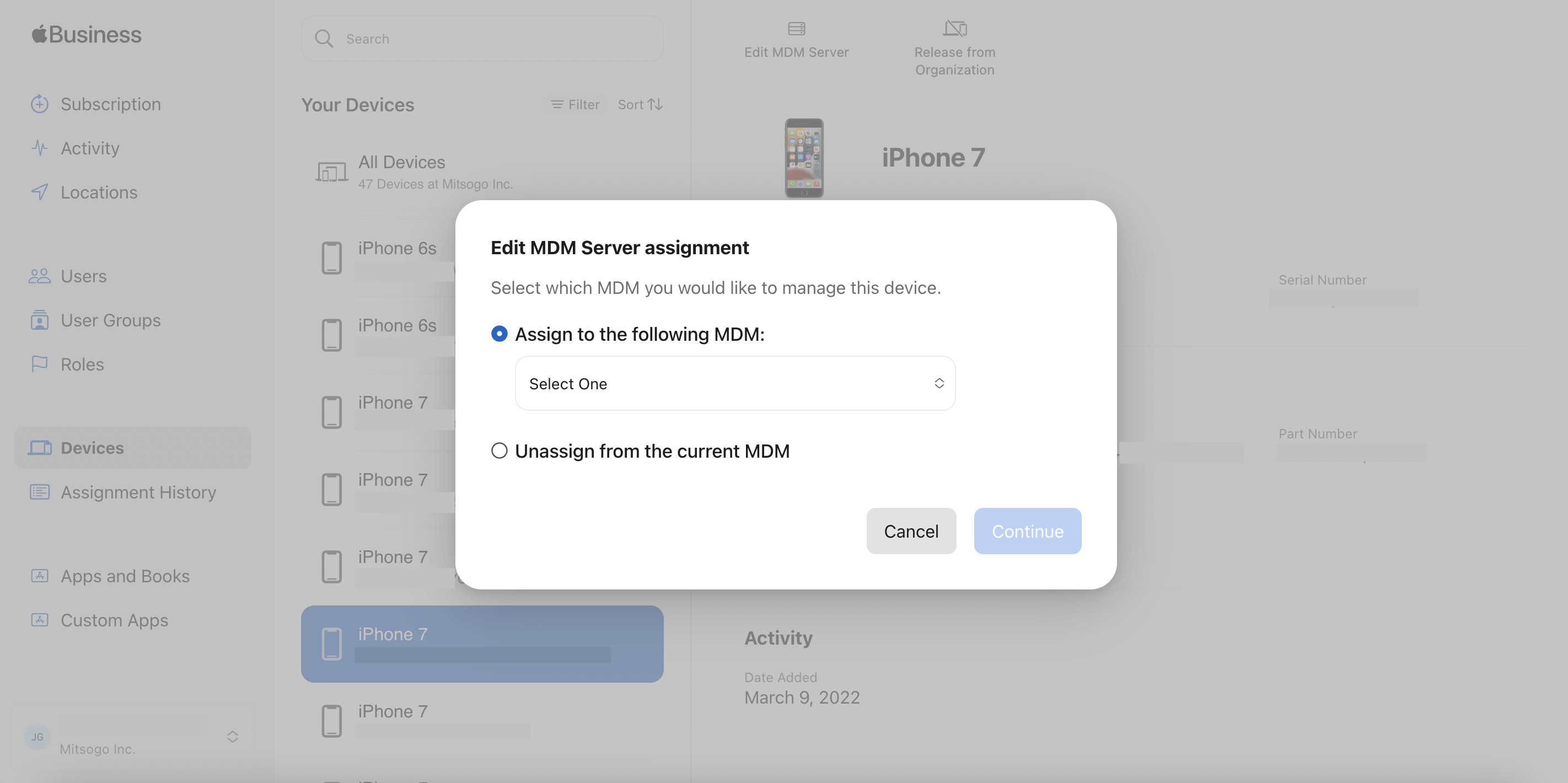  Assign DEP devices to MDM server 