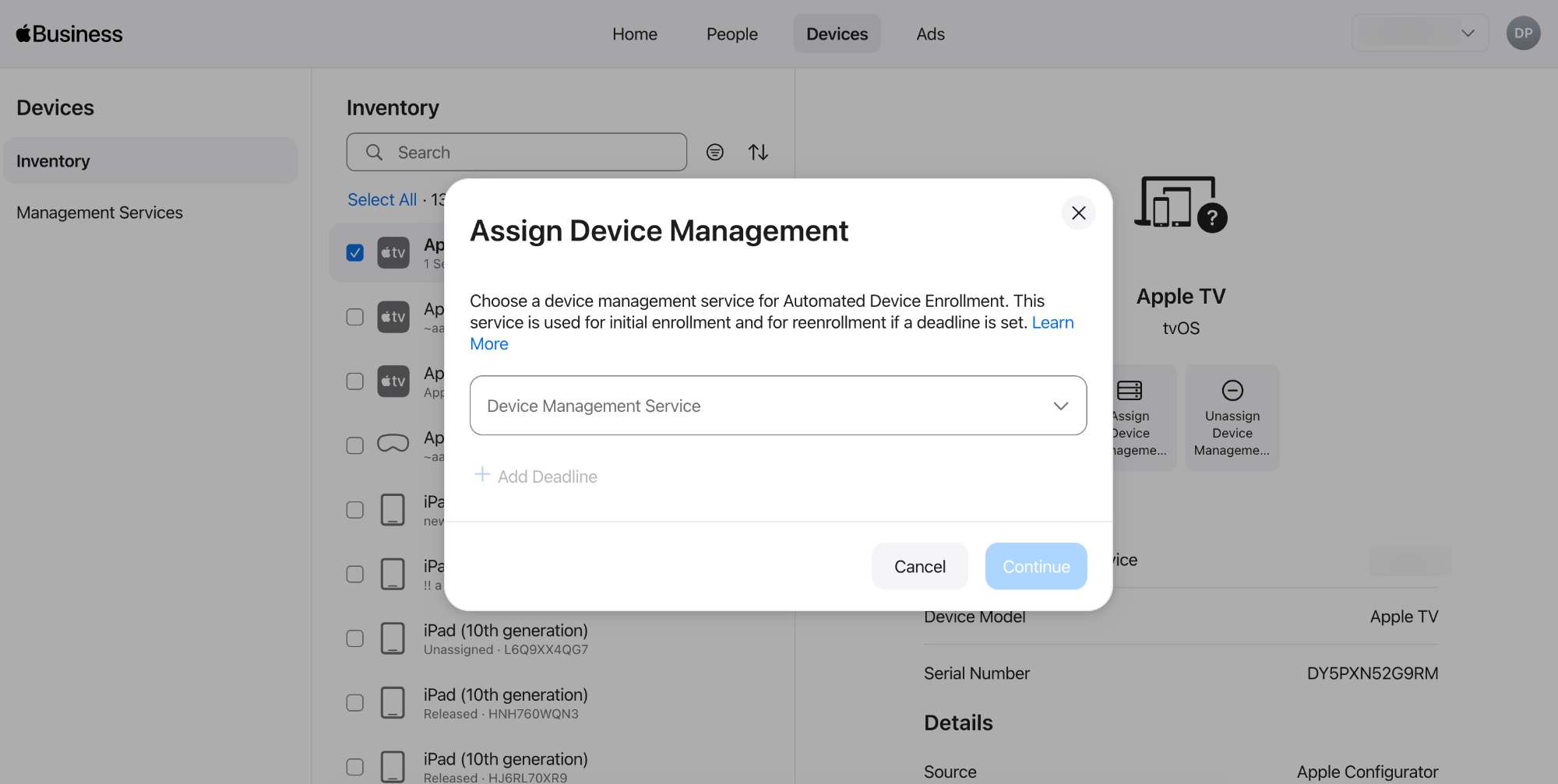 Add Hexnode as device management server in Apple Business.