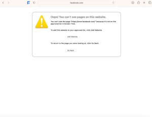 Access to blocklisted Facebook URL is restricted by Web Content Filtering Mac.