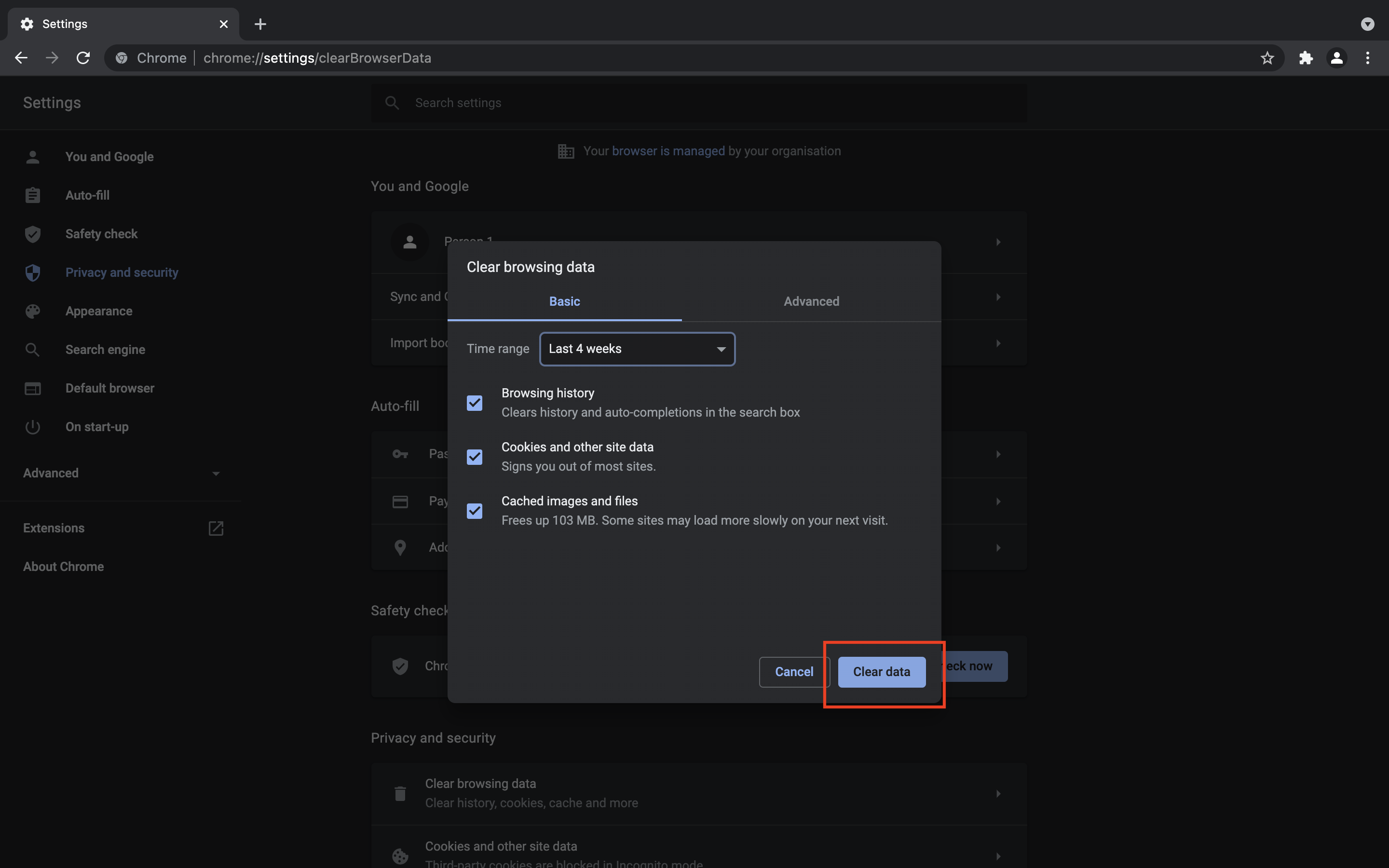 Clearing browsing data loads pages faster   