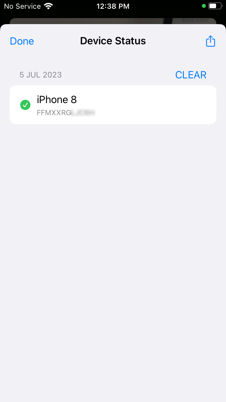  List of all devices while tapping menu icon on Apple Configurator 