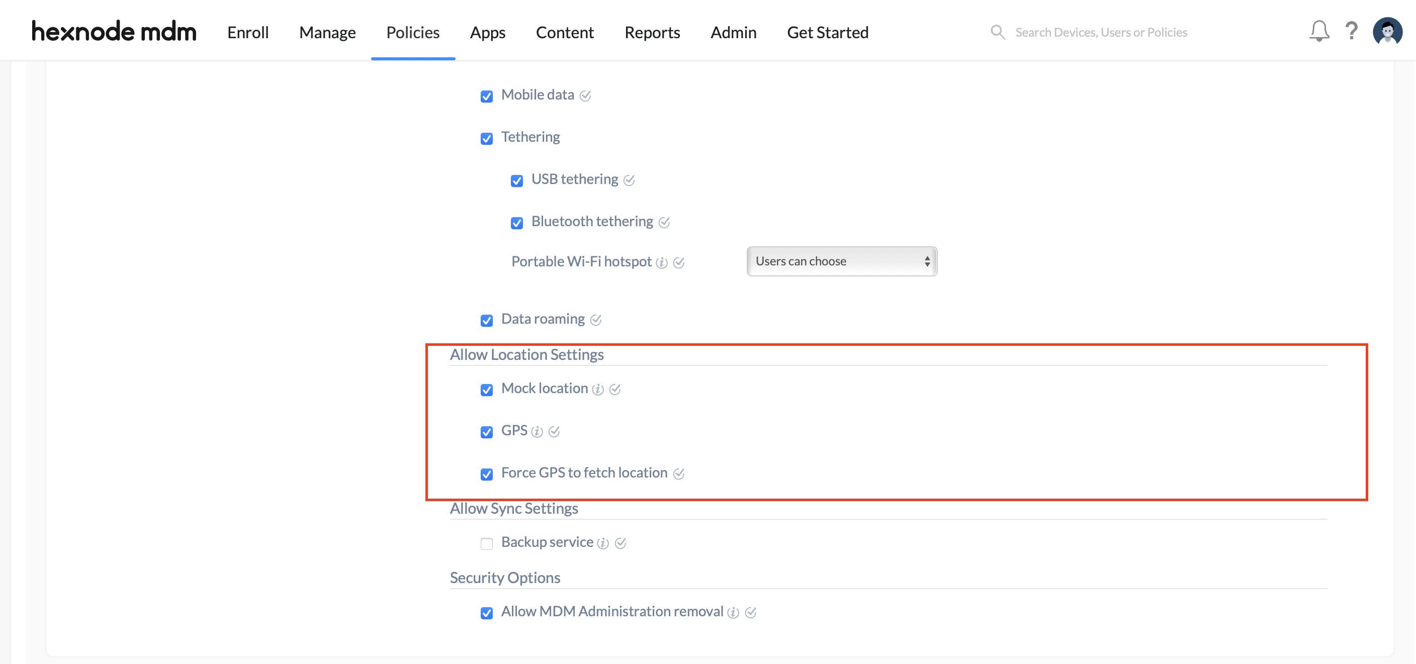 Force Locations Services ON in Device restrictions for Android
