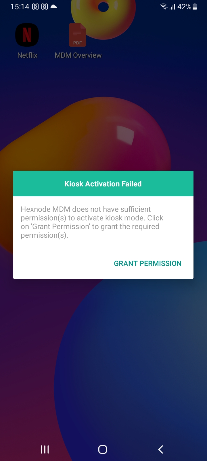 Permission to activate kiosk mode