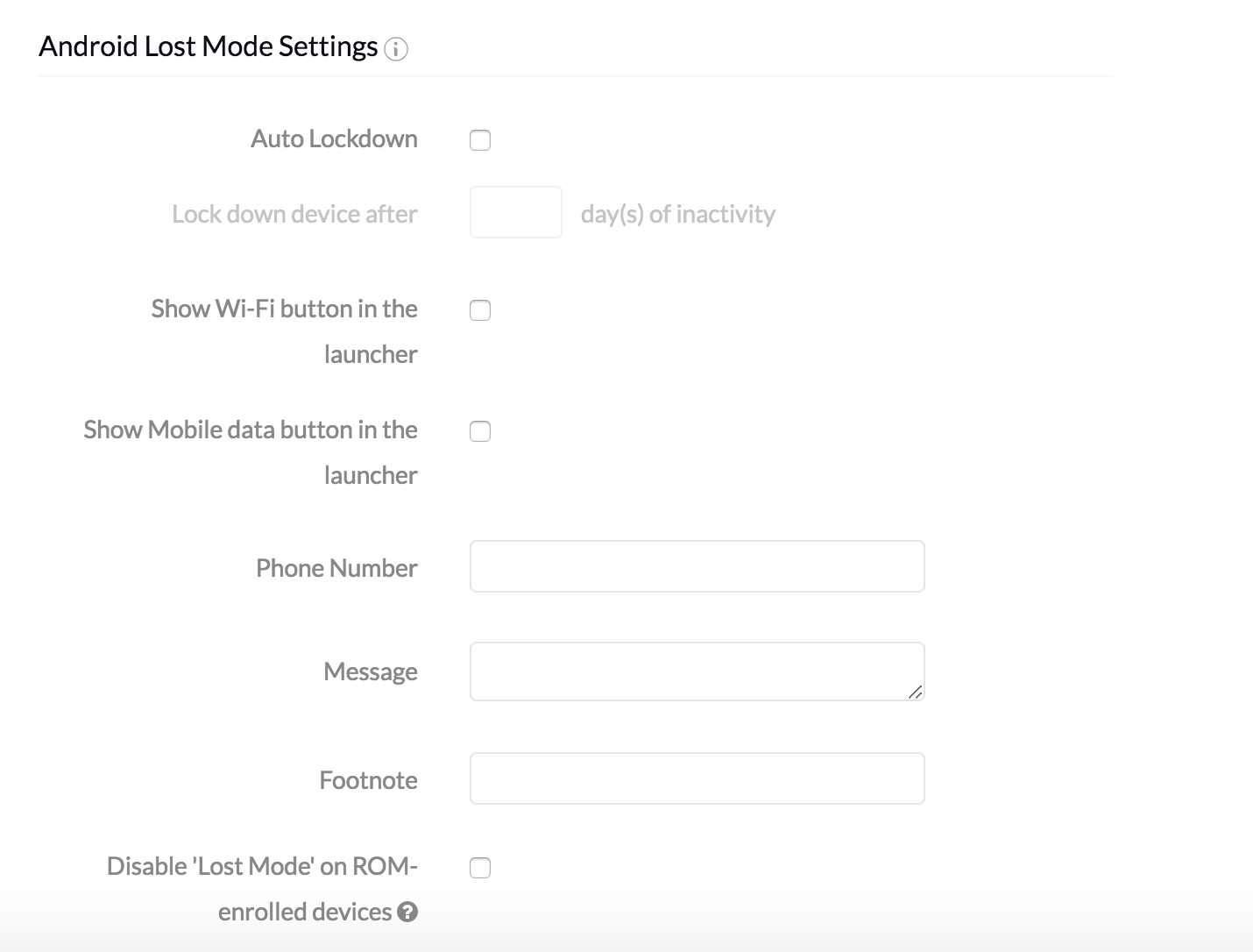 MDM Settings - Android-Lost-Mode