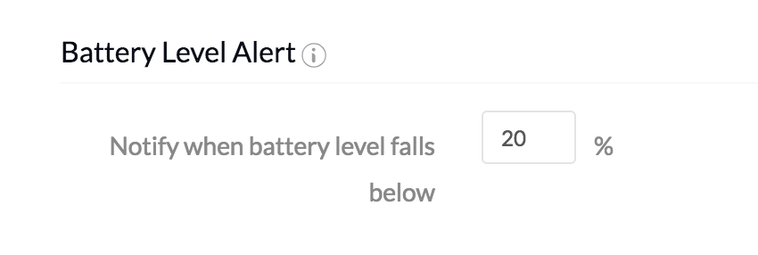 MDM Settings - Battery Level Alert