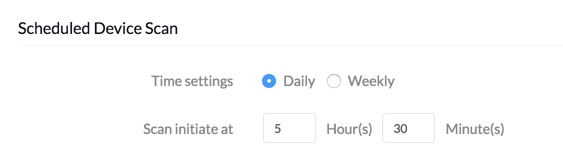 MDM Settings - Scheduled Device Scan Daily