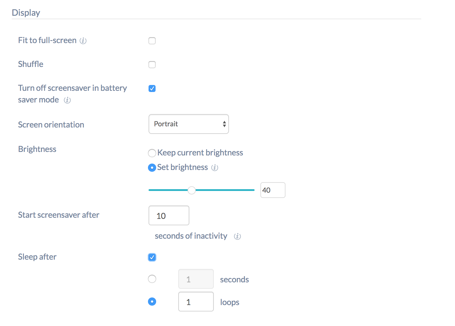 Display settings