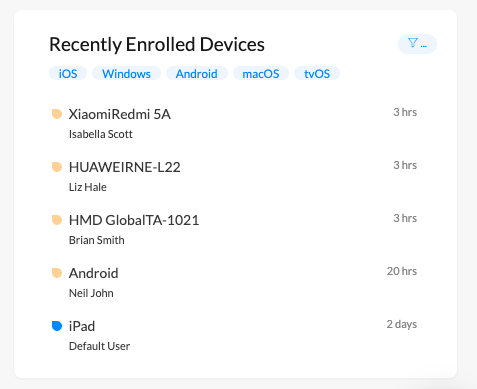 Details of newly enrolled devices.