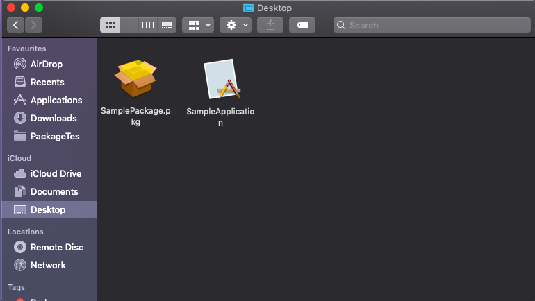 SampleApplication.app converted to SamplePackage.pkg
