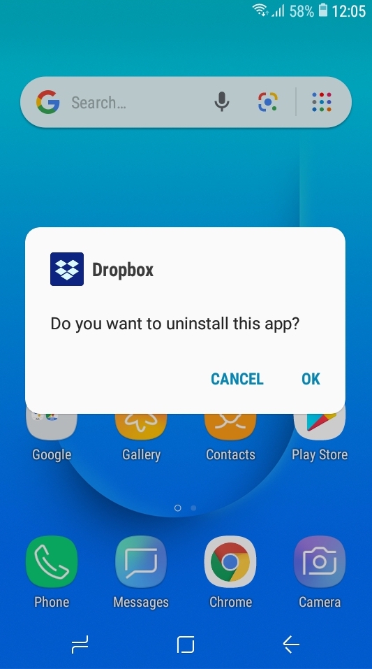 Prompt for uninstalling apps
