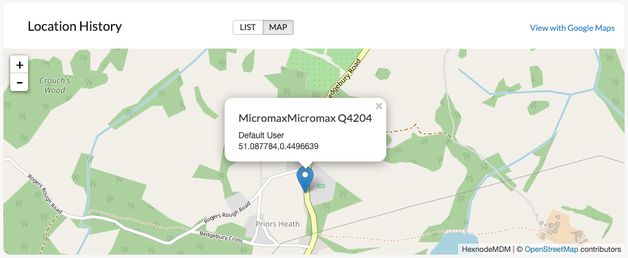 Location history widget in Dashboard