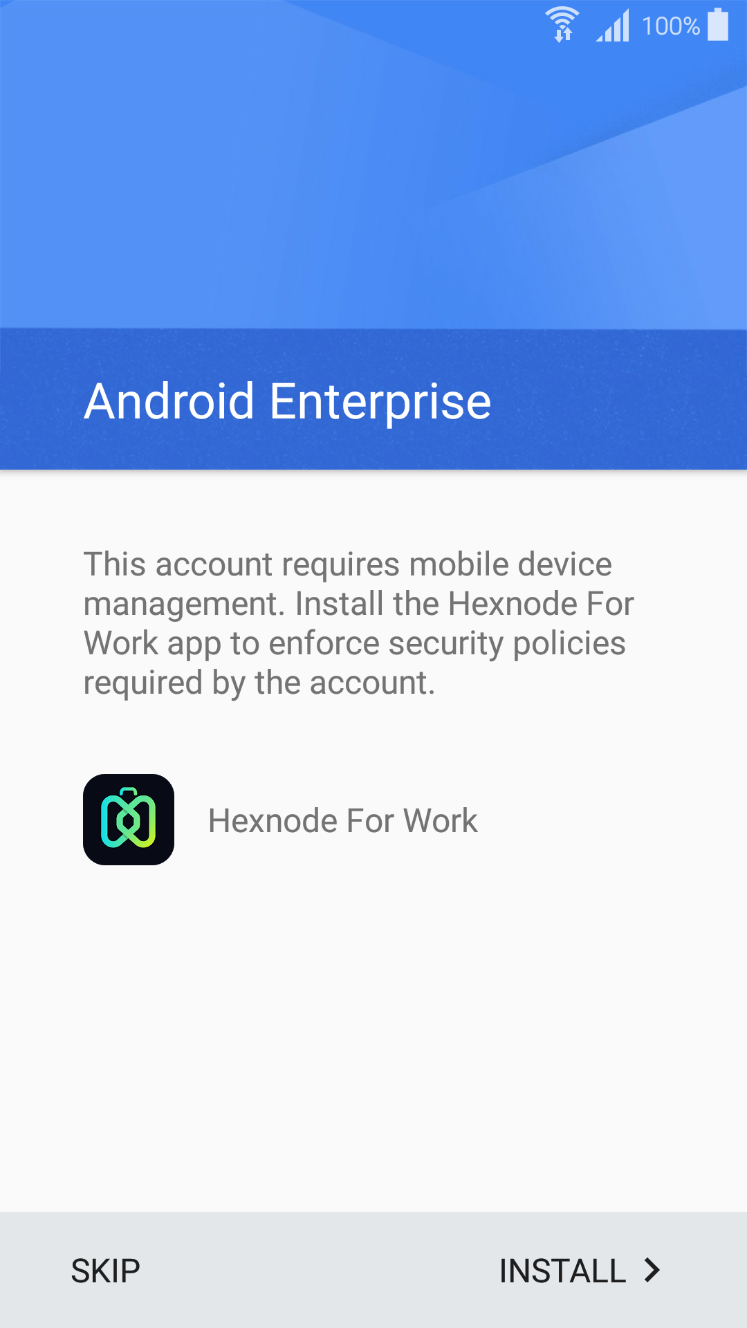Install Hexnode for work app for Android Enterprise enrollment