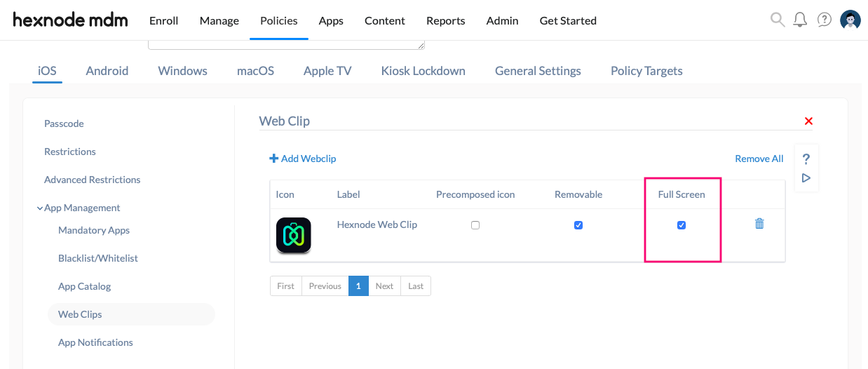 add web clip configuration on an iOS device