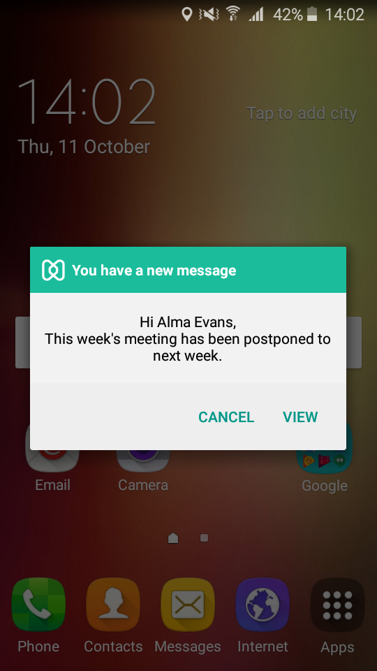 Broadcast message to an Android device enrolled in Hexnode mdm