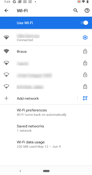 Android kiosk Wi-Fi settings page
