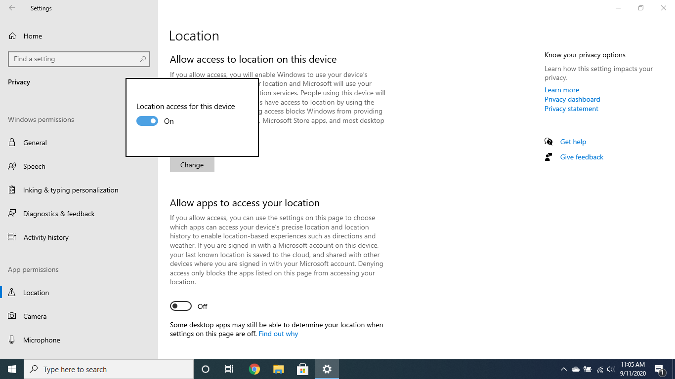 Enable location services for remote tracking