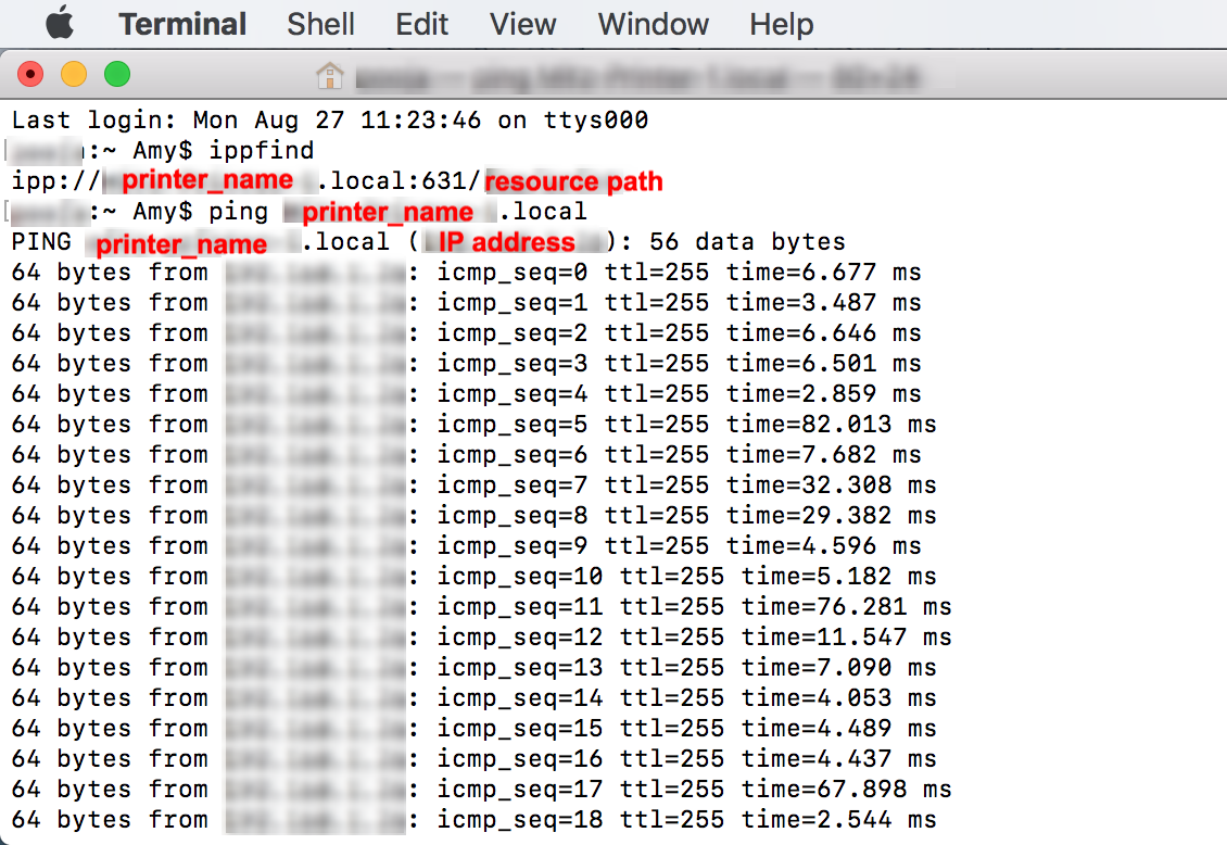 Get printer IP address and resource path using Terminal commands on Mac device